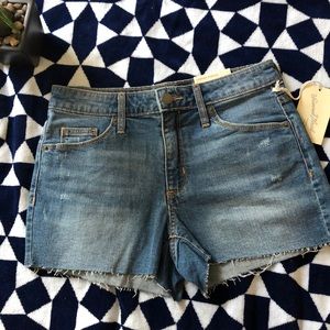 High Rise Shortie Shorts Light Blue